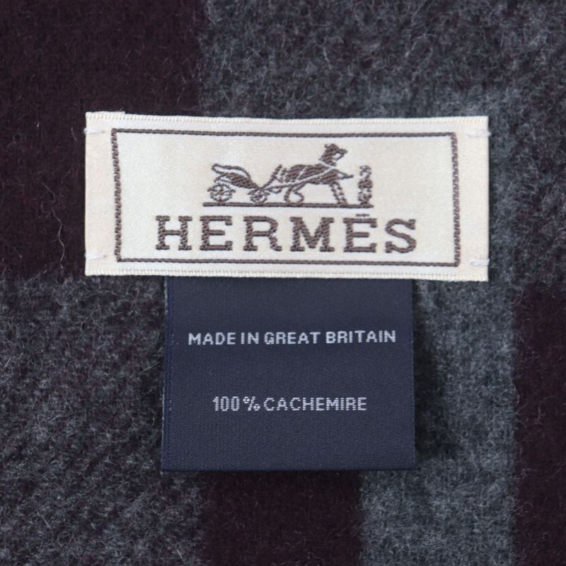 Hermes H Passant 100% Cashmere Current Model Logo Embroidery Fringed Scarf — view 7