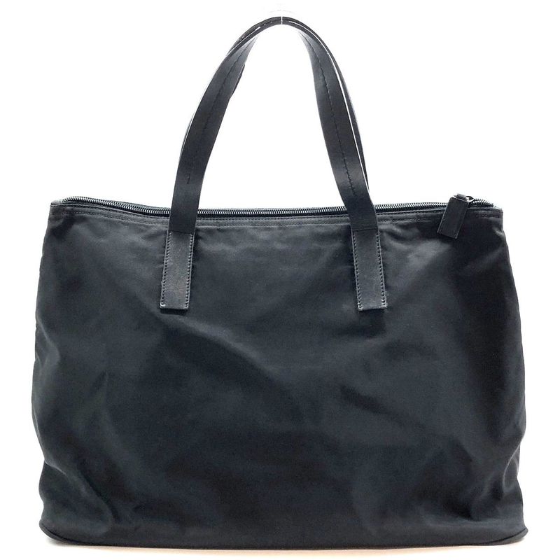 Prada Nylon Tote Handbag Triangle Plate Logo A4 Compartment Black Men — view 3