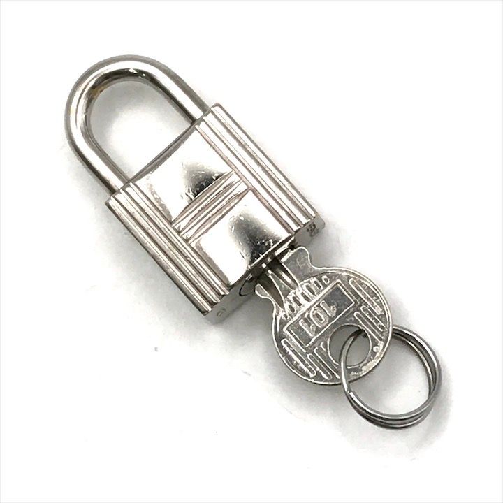 Hermes Cadena Key Padlock Silver Bag Charm — view 3