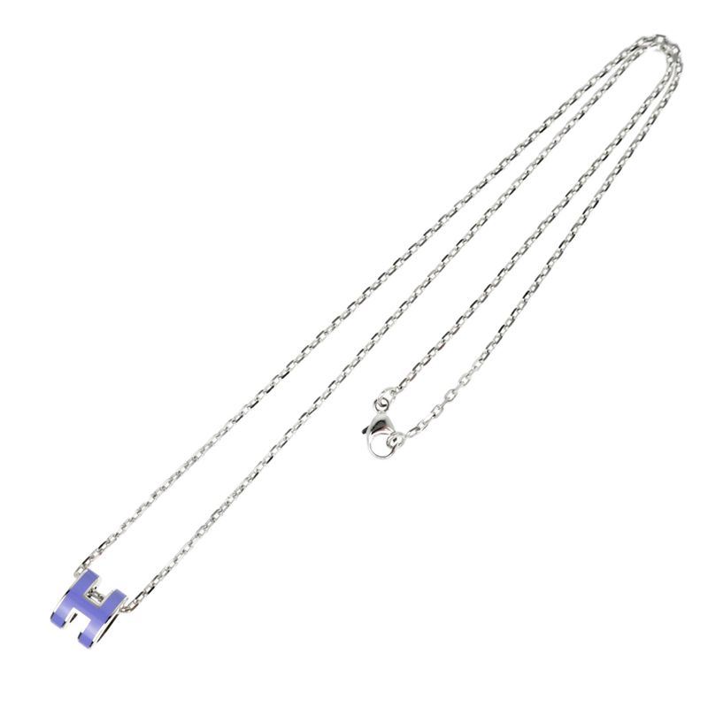 Hermes Necklace Pop Ash Mini Pendant H Lila Silver-color Accessories — view 6