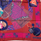 Hermes Carre 90 Scarf Silk 100% Kimono and Inro Red — view 8