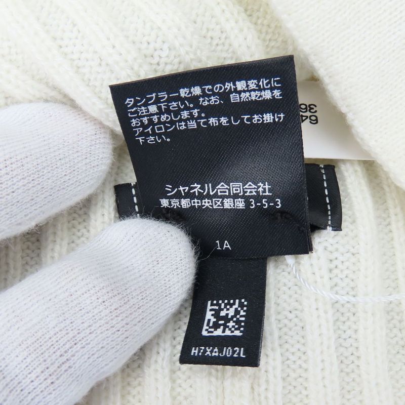 Chanel Knit Cap Cashmere Cotton White Black Hat Coco Mark Apparel — view 6