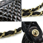 Chanel Handbag Enamel Black Gold Hardware 12 th 2-Way — view 5