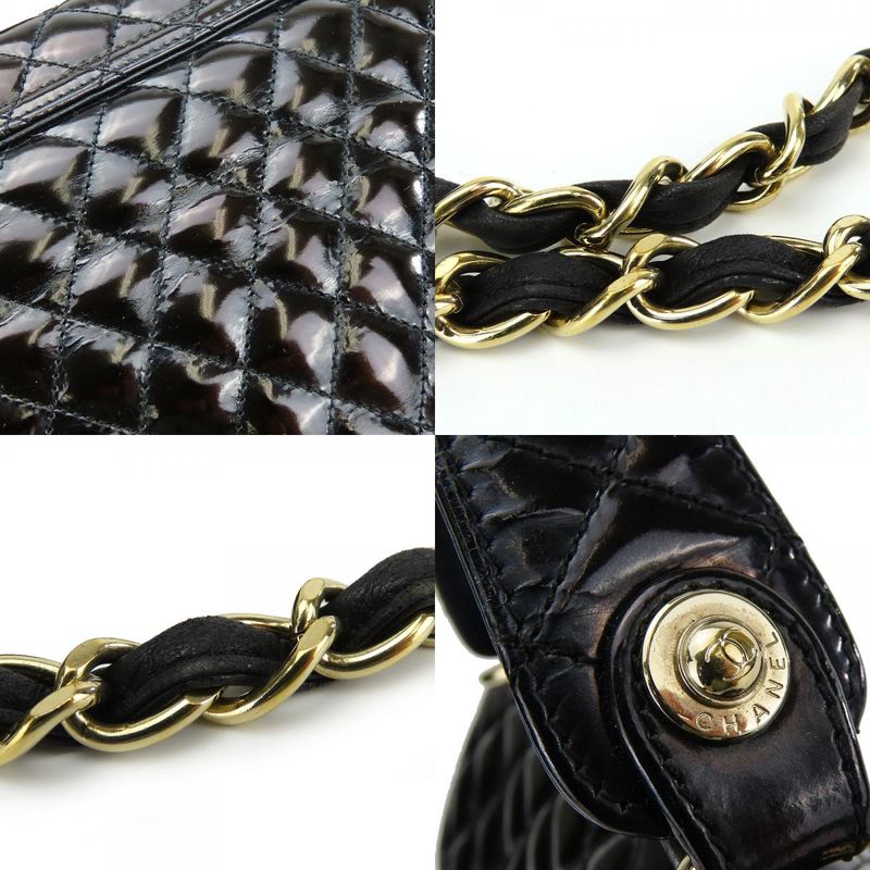 Chanel Handbag Enamel Black Gold Hardware 12 th 2-Way — view 5