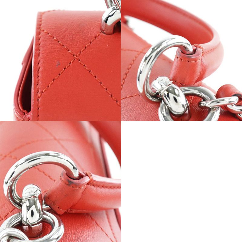 Chanel Chain Shoulder Quilted 2-Way Calf Red Bag — view 7