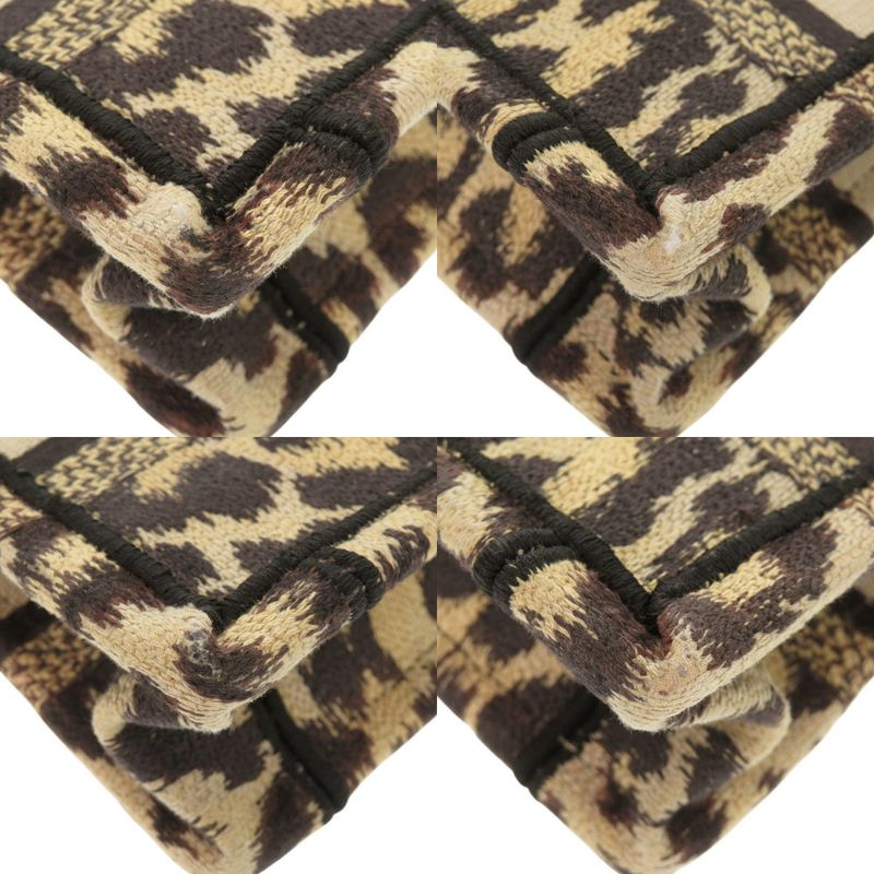 Christian Dior Book Tote Mini Leopard Canvas Beige Handbag 0760 — view 4
