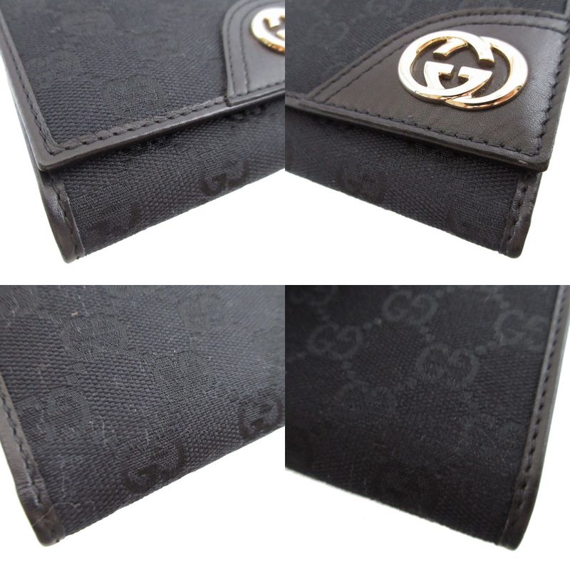 Gucci Interlocking G GG Canvas Leather Black Trifold Wallet 0871 — view 7