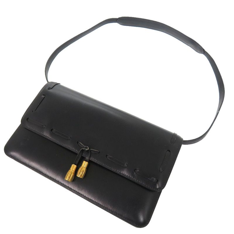 Hermes Tassel Vintage Box Calf Navy Gold Hardware 00 Shoulder Bag — view 5