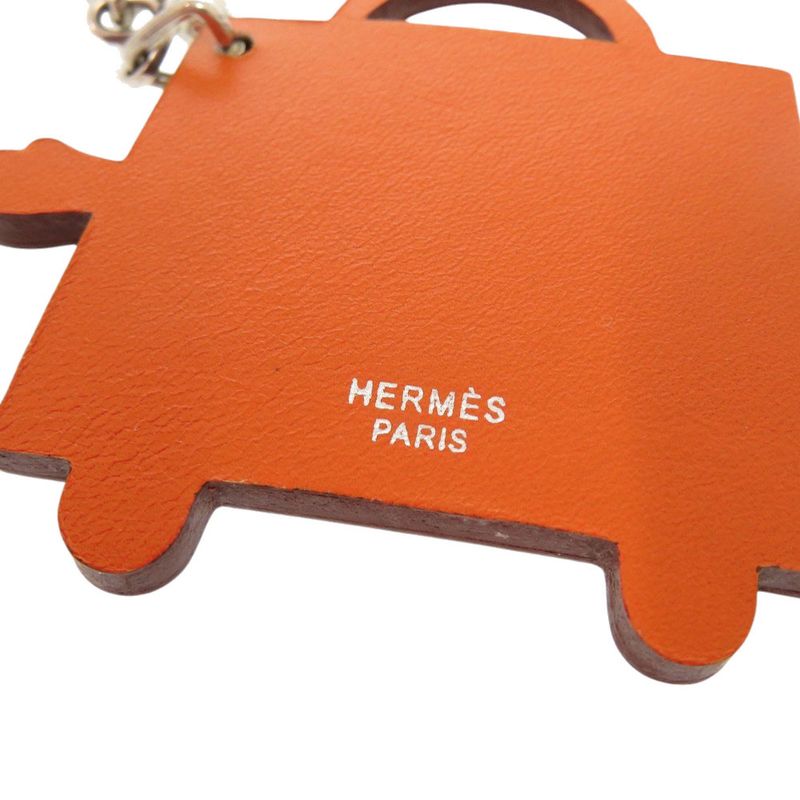 Hermes Kerry Doll Vota Delacto Silver 925 Orange Key Holder Charm 0937 — view 3