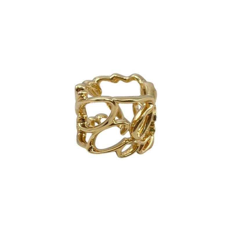 Chanel Ring Coco Mark Abd440 12 Rhinestone Chain Gold Love — view 5