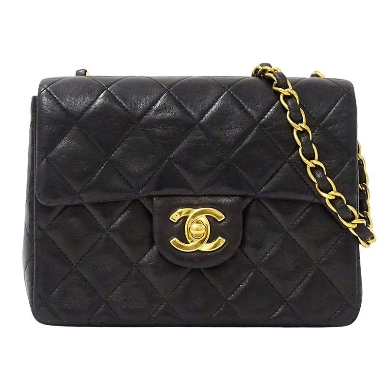 Chanel Bag Mini Quilted Shoulder Lambskin Black