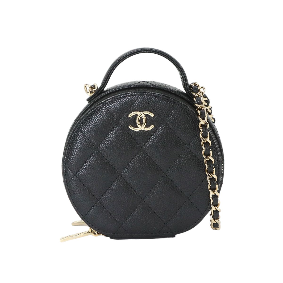 Chanel Quilted Small Vanity 2-Way Chain Shoulder Bag Caviar Leather Black