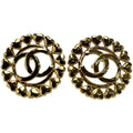 Chanel Round Heart Coco Mark Aba273 Gold Earrings Accessories