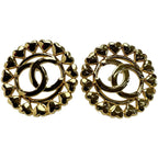 Chanel Round Heart Coco Mark Aba273 Gold Earrings Accessories — view 2