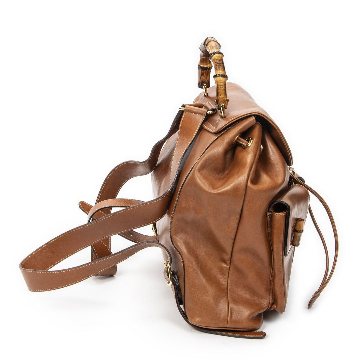 Gucci Bamboo Backpack Sac Tankard Lambskin Leather — view 4