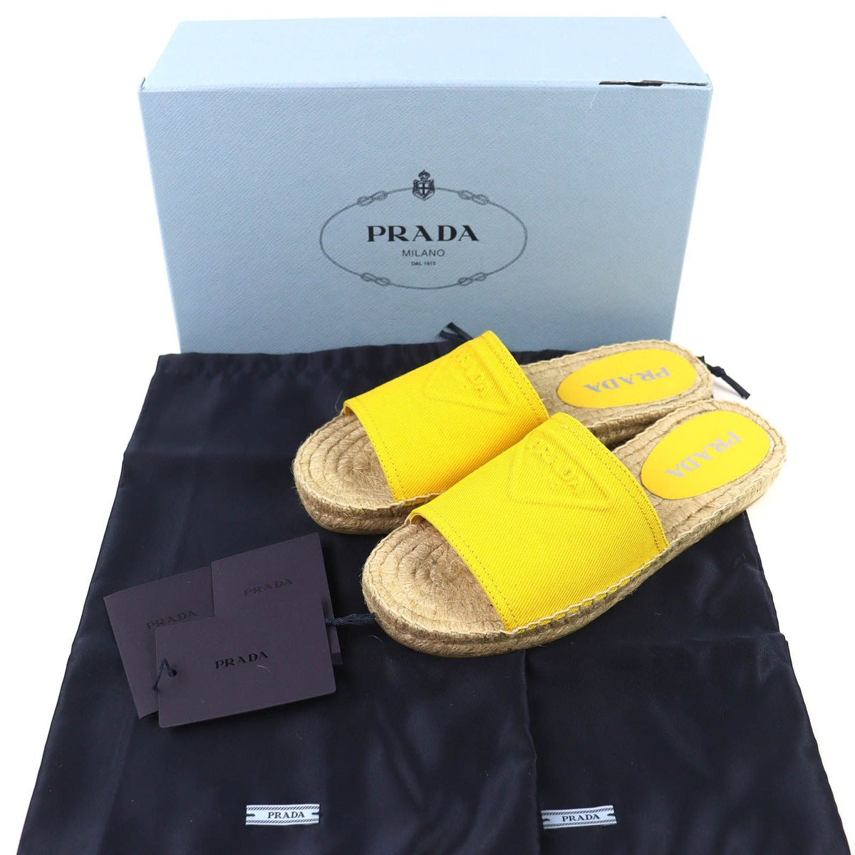 Prada Triangle Logo Canvas Espadrilles Flat Sandals Yellow 37 — view 2