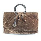 Chanel Handbag CC Logo Quilted Velour Brown
