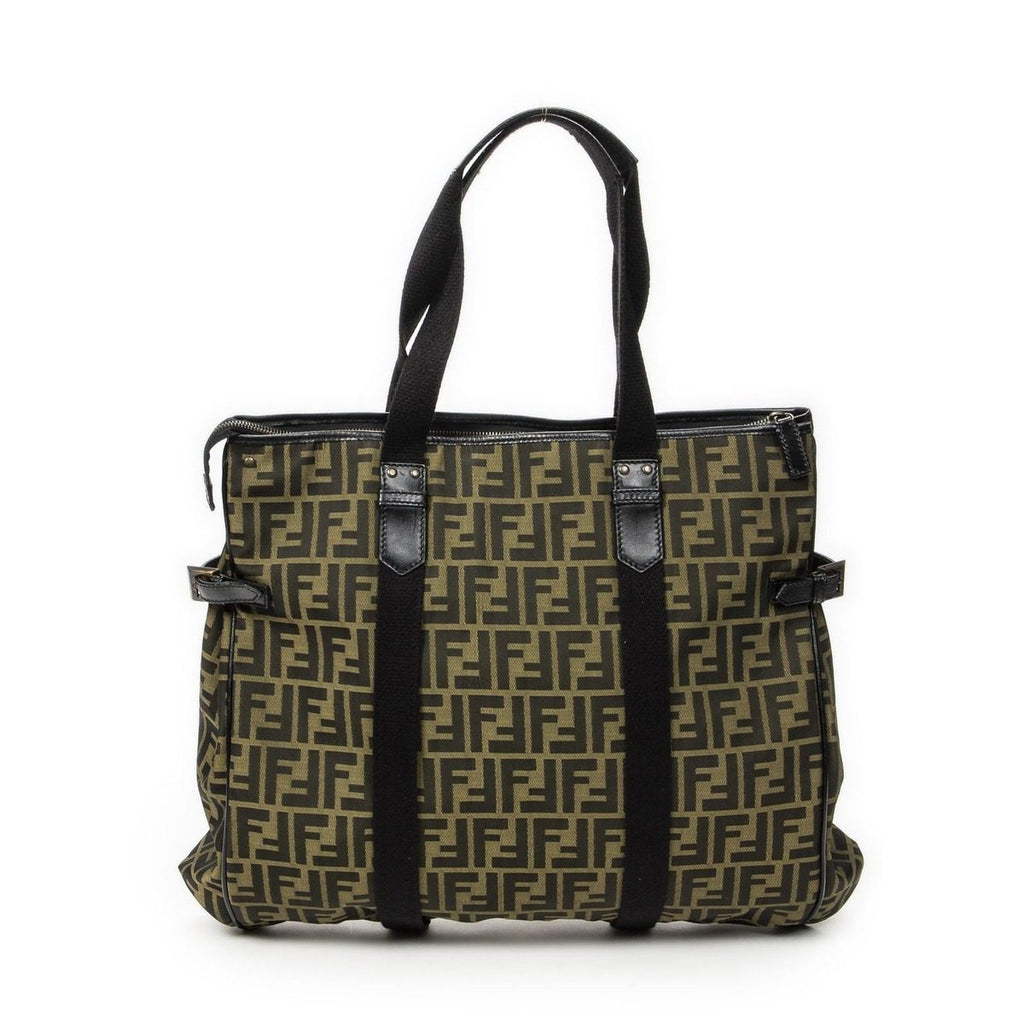 Fendi Tote Beige Zucca Nylon Canvas