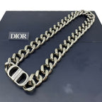 Christian Dior CD Icon Chain Link Necklace Silver
