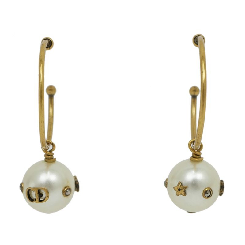 Dior Hoop Earrings Faux Pearl Accessories — view 2