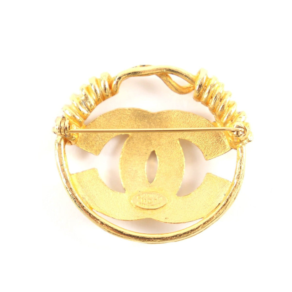 Chanel Vintage CC Logo Coil Brooch Gold — view 3