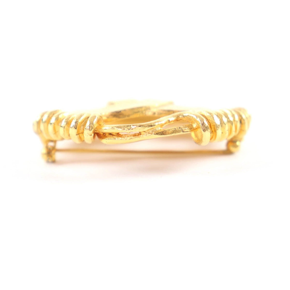 Chanel Vintage CC Logo Coil Brooch Gold — view 5