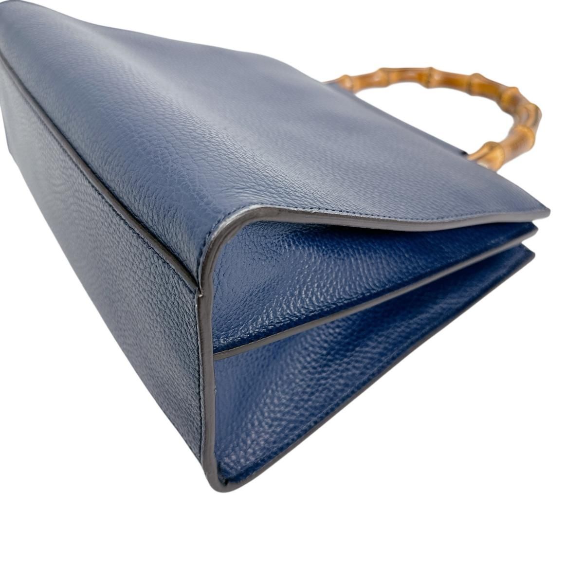Gucci Leather Bamboo 2-Way Handbag Blue — view 6
