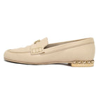 Chanel Loafers Oh875 Coco Mark Beige Gold Hardware Chain