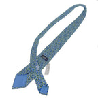 Hermes 5089 PA 100% Silk All-over Logo Print Tie Blue Green Multi — view 5