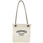Hermes to Tote Su Ali Nu MM Handbag Shoulder Toile Beige Brown