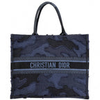 Dior Tote Shoulder Book Handbag Resort Collection Camouflage Canvas Navy