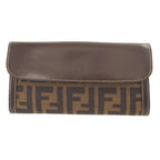 Fendi Zucca Pattern Canvas Leather Brown Hook Wallet