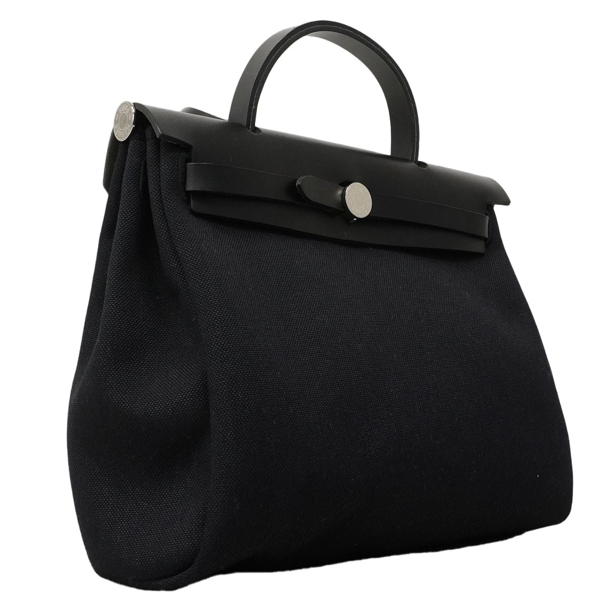 Hermes Handbag Herbag Zip PM Toile Officier Black Silver 2-Way — view 2