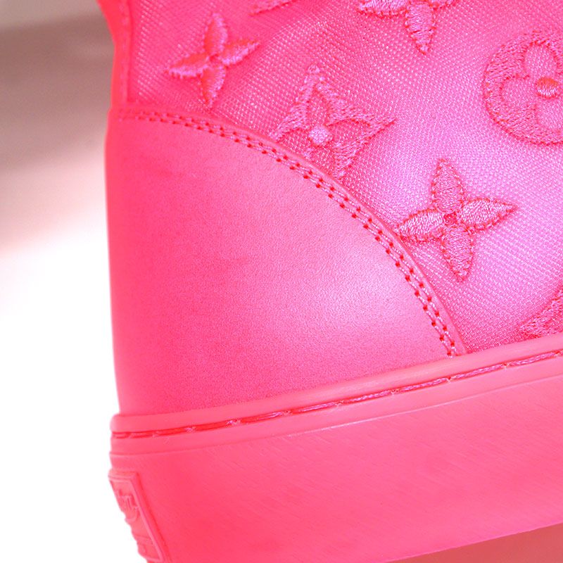 Louis Vuitton Tattoo Line High Cut Sneakers 8 Neon Pink Mesh — view 4