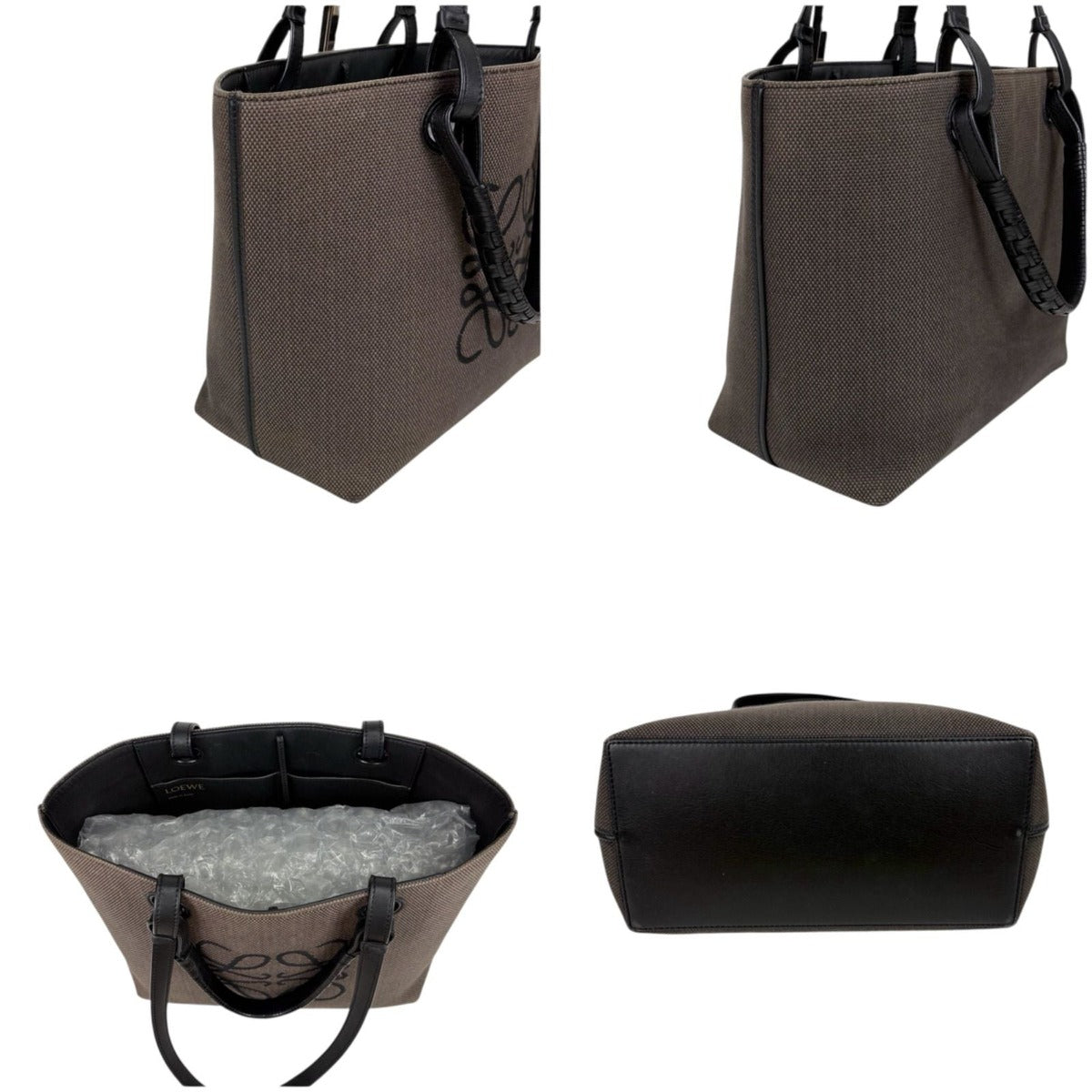 Loewe Anagram 2-Way Tote Bag Canvas Leather Jacquard Black — view 3