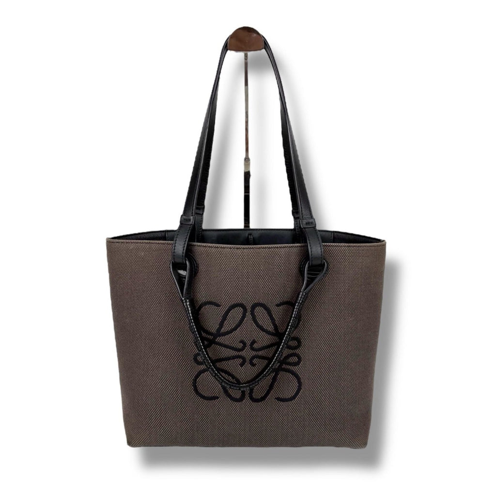 Loewe Anagram 2-Way Tote Bag Canvas Leather Jacquard Black