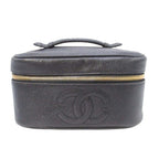 Chanel Vintage Caviar Leather Vanity CC Logo Stitch Side Pouch