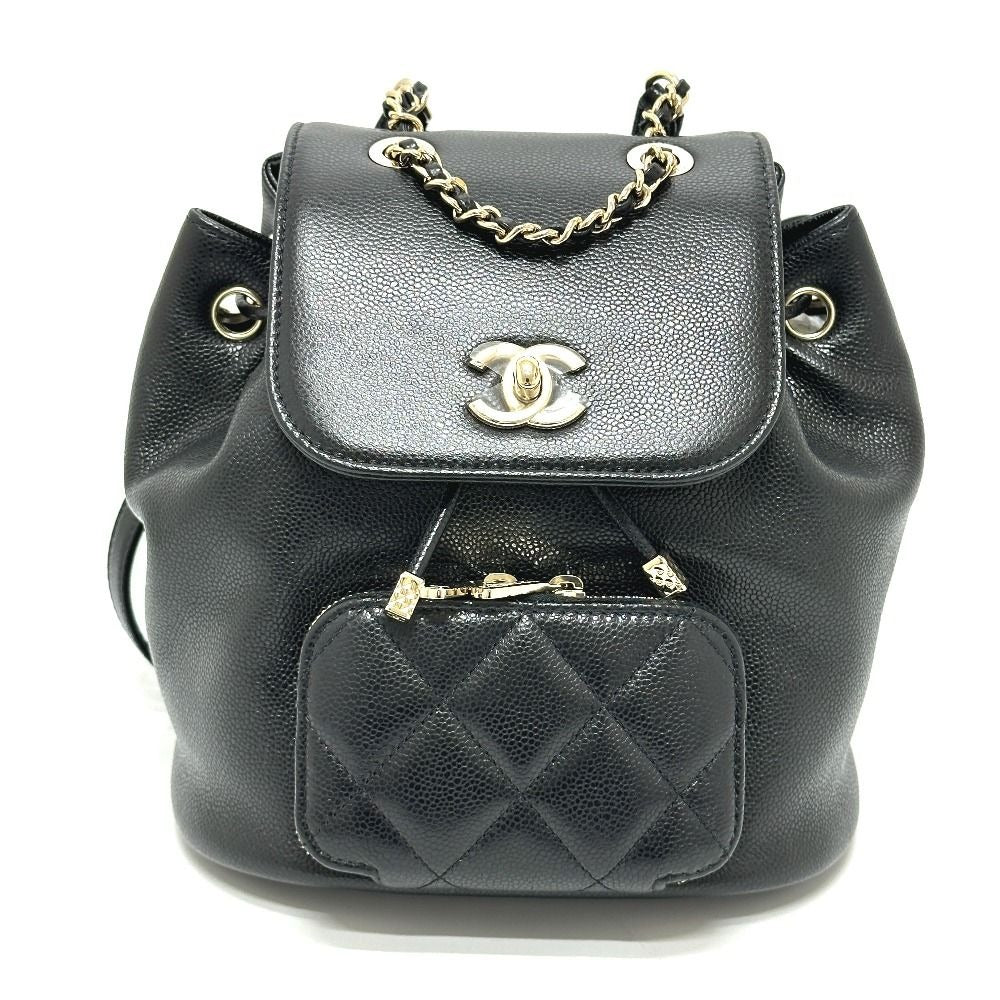 Chanel Rucksack Turnlock As3530 Grain Calf Leather Black
