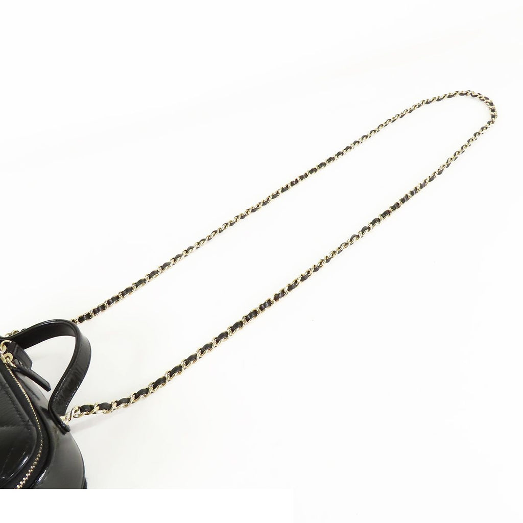 Chanel Top Handle Vanity Black Gold Shiny Calfskin Quilted Stitch 2-Way — view 4