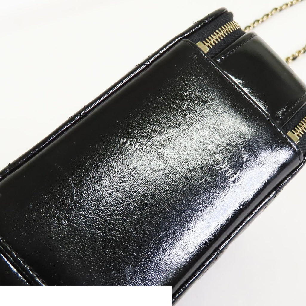 Chanel Top Handle Vanity Black Gold Shiny Calfskin Quilted Stitch 2-Way — view 6