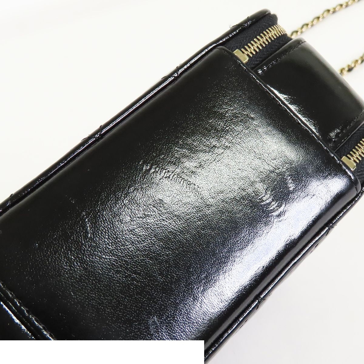 Chanel Top Handle Vanity Black Gold Shiny Calfskin Quilted Stitch 2-Way — view 6