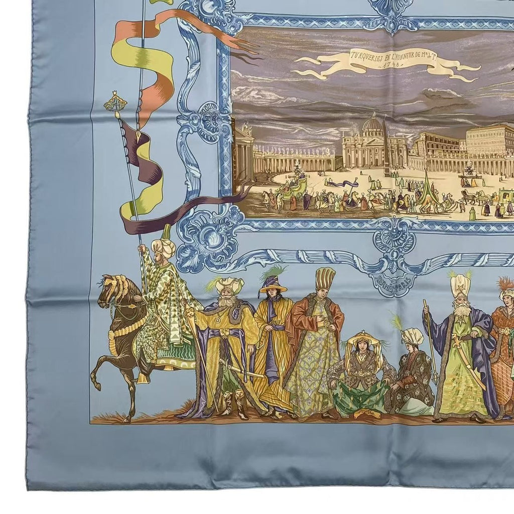 Hermes Carre 90 Silk Scarf Bandana Turqveries en L'honneur de Mht Turkish March — view 5