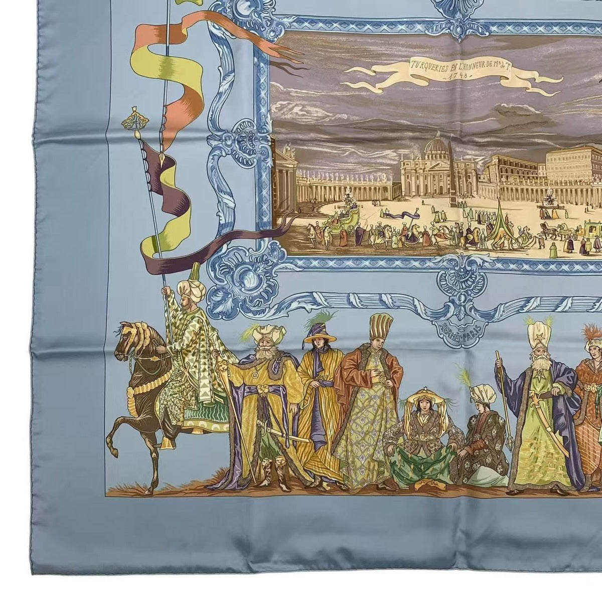 Hermes Carre 90 Silk Scarf Bandana Turqveries en L'honneur de Mht Turkish March — view 5