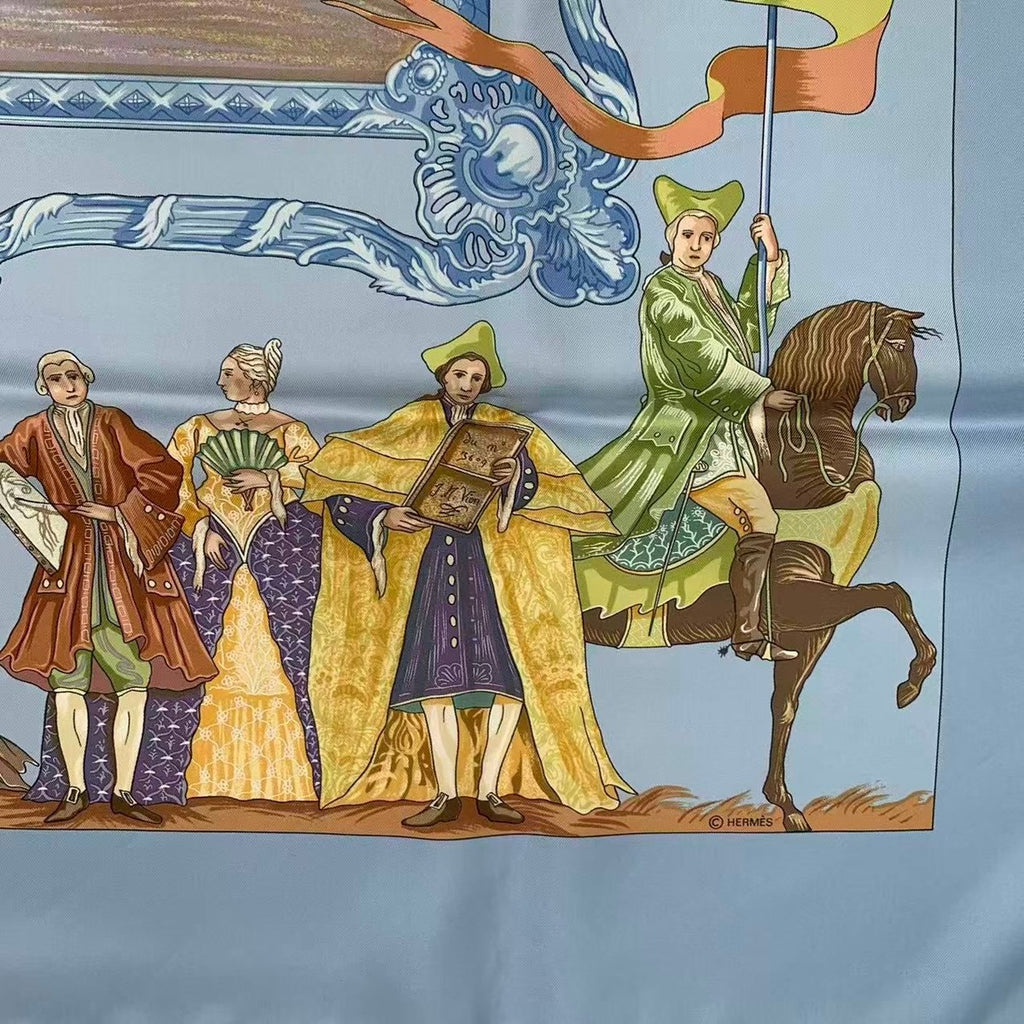 Hermes Carre 90 Silk Scarf Bandana Turqveries en L'honneur de Mht Turkish March — view 7