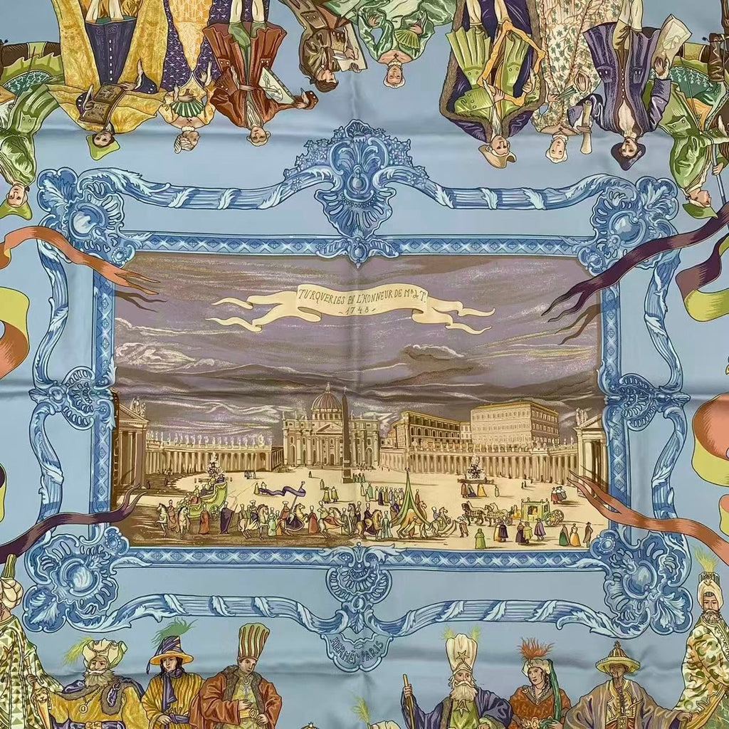 Hermes Carre 90 Silk Scarf Bandana Turqveries en L'honneur de Mht Turkish March — view 9