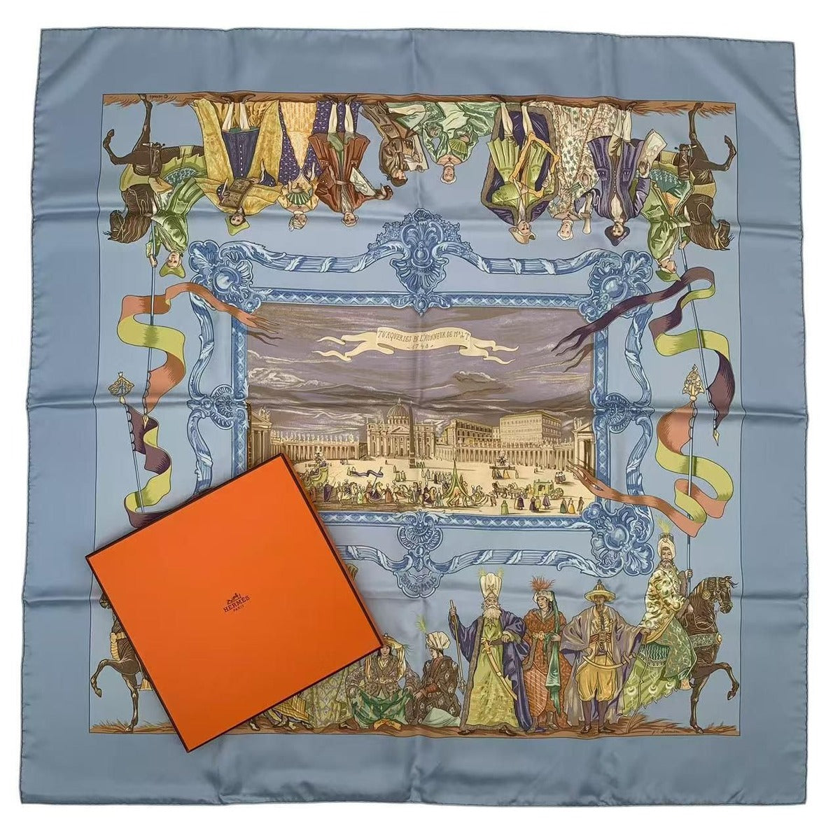 Hermes Carre 90 Silk Scarf Bandana Turqveries en L'honneur de Mht Turkish March