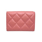 Chanel Trifold Wallet Small Flap Quilted Calfskin Pink — view 2
