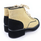 Chanel CC Logo Halaco Suede Leather Short Boots Beige Black 36 — view 2