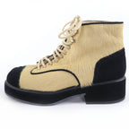 Chanel CC Logo Halaco Suede Leather Short Boots Beige Black 36 — view 4