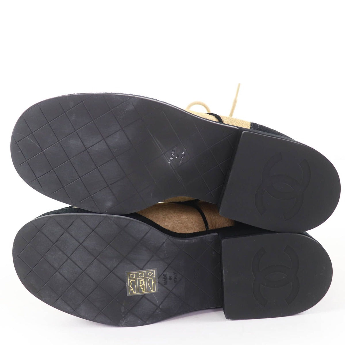 Chanel CC Logo Halaco Suede Leather Short Boots Beige Black 36 — view 6